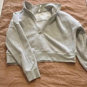 Cropped Gray Fabletics Quarter-Zip Sweatshirt